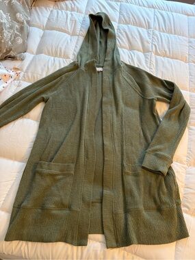 SO Olive Green Hooded Open-Front Cardigan